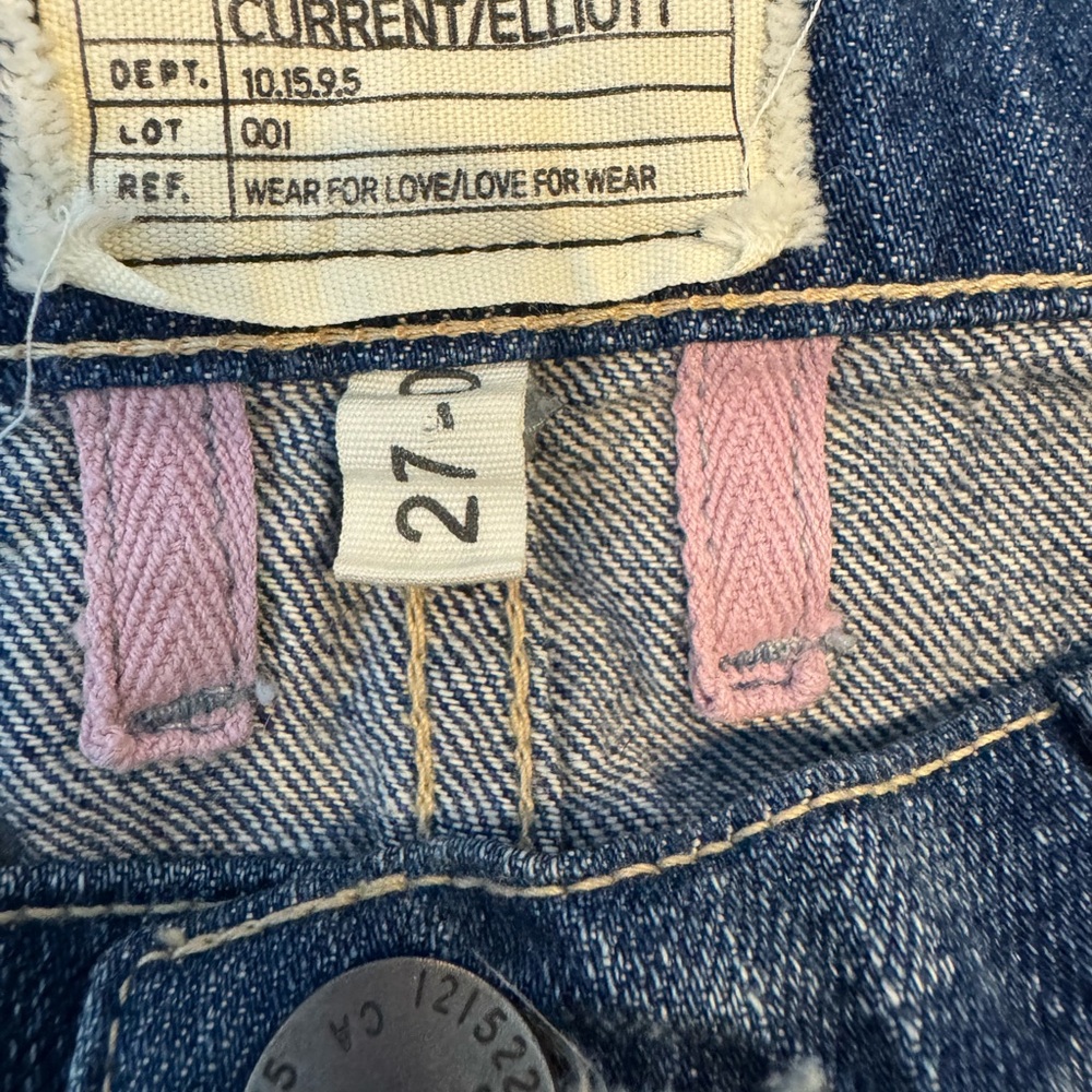 Current/Elliott The Fling Floral Embroidery Distressed Button Fly Jeans Size 27 - Picture 9 of 13